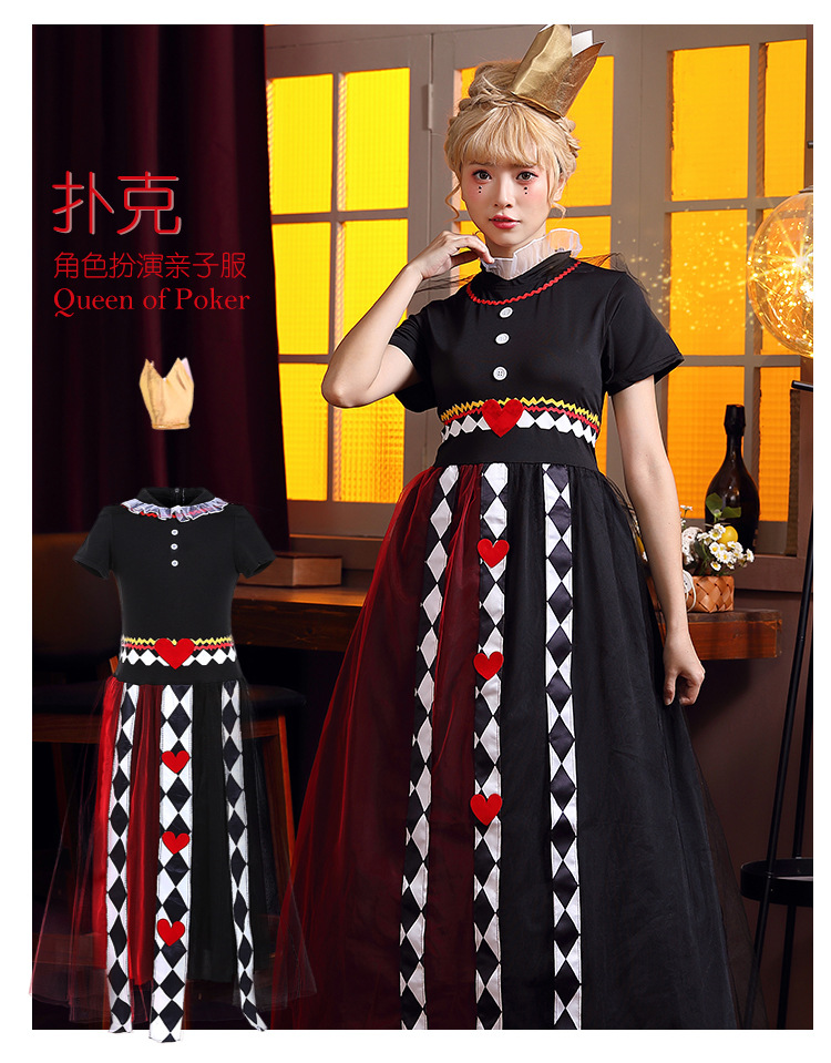 Red Queen Adult Long Dress, Alice in Wonderland Role-Playing Costume, Halloween Party Queen Dress