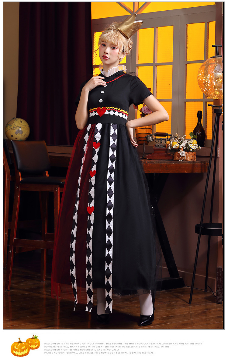 Red Queen Adult Long Dress, Alice in Wonderland Role-Playing Costume, Halloween Party Queen Dress