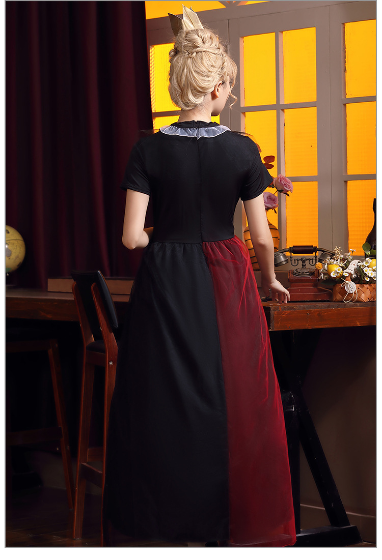 Red Queen Adult Long Dress, Alice in Wonderland Role-Playing Costume, Halloween Party Queen Dress