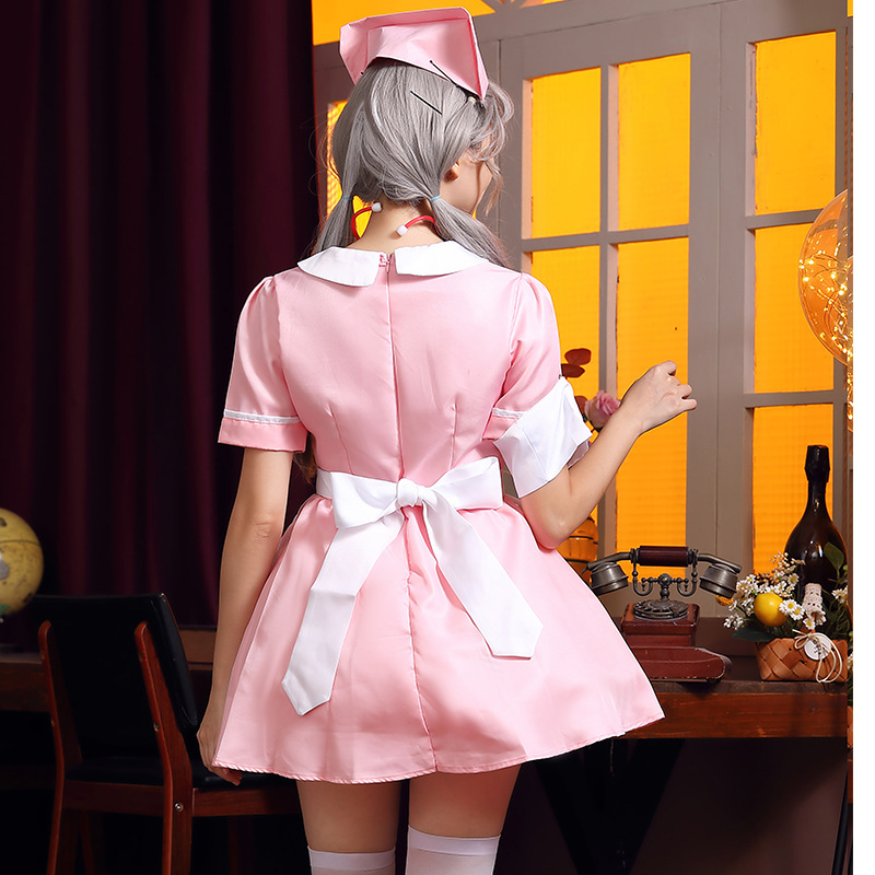 Pink nurse outfit, nurse maid, nursing profession role-playing costume, party party, medical work skirt