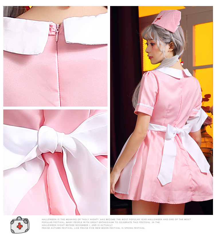 Pink nurse outfit, nurse maid, nursing profession role-playing costume, party party, medical work skirt