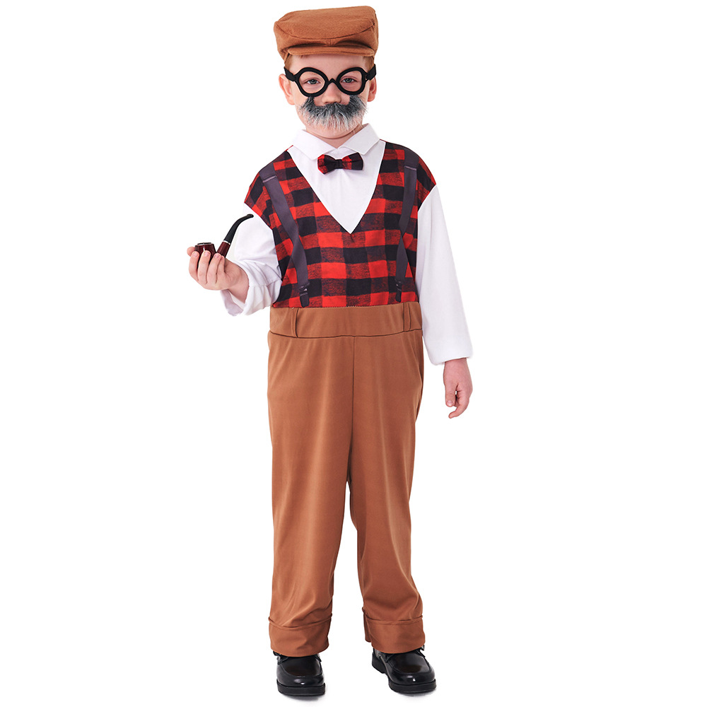 Centenarian cosplay costume for Children's Day stage play performance, elderly gentleman cosplay outfit