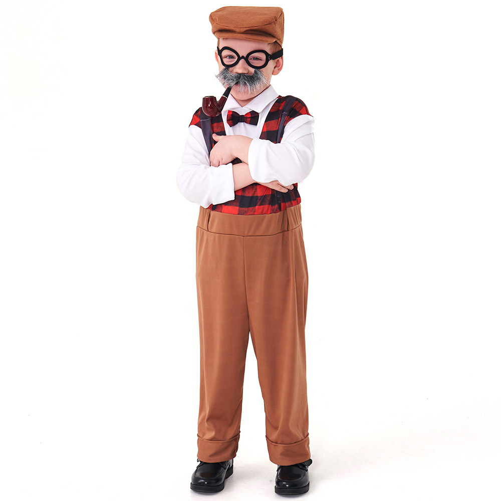 Centenarian cosplay costume for Children's Day stage play performance, elderly gentleman cosplay outfit