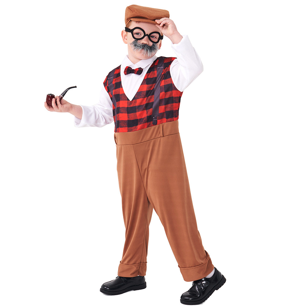 Centenarian cosplay costume for Children's Day stage play performance, elderly gentleman cosplay outfit