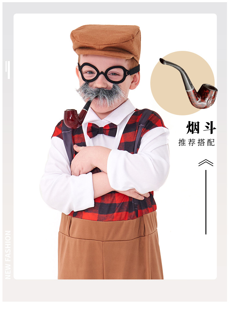 Centenarian cosplay costume for Children's Day stage play performance, elderly gentleman cosplay outfit