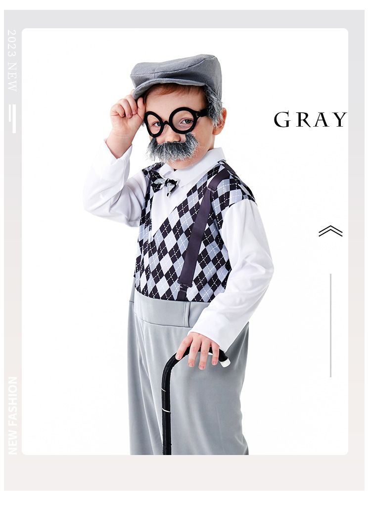 Centenarian cosplay costume for Children's Day stage play performance, elderly gentleman cosplay outfit