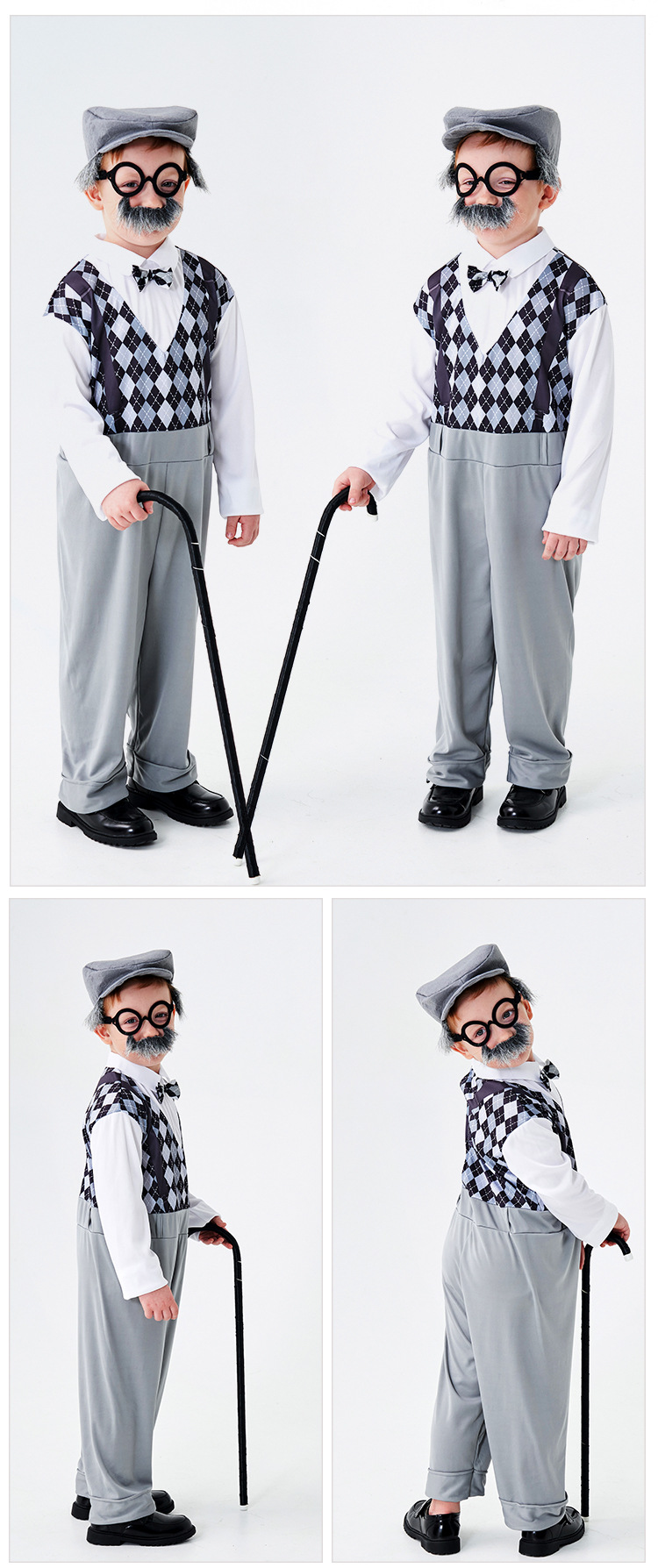 Centenarian cosplay costume for Children's Day stage play performance, elderly gentleman cosplay outfit