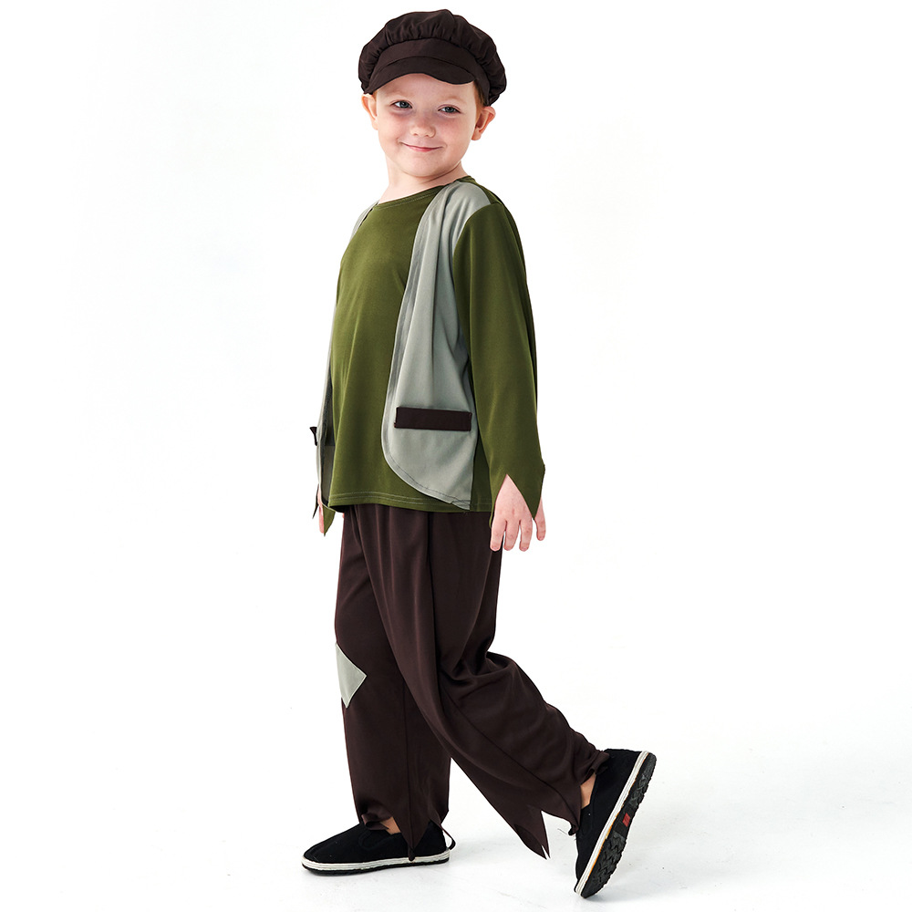 Children's Day Stage Play Performance: Boys in Poor Roles, Costumes as Beggars (cosplay clothes)