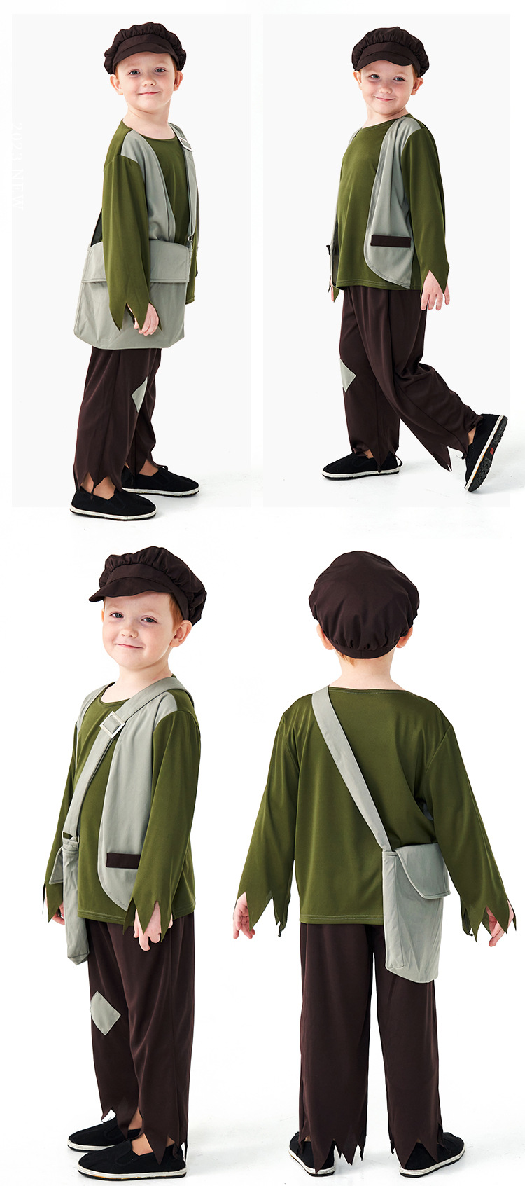 Children's Day Stage Play Performance: Boys in Poor Roles, Costumes as Beggars (cosplay clothes)