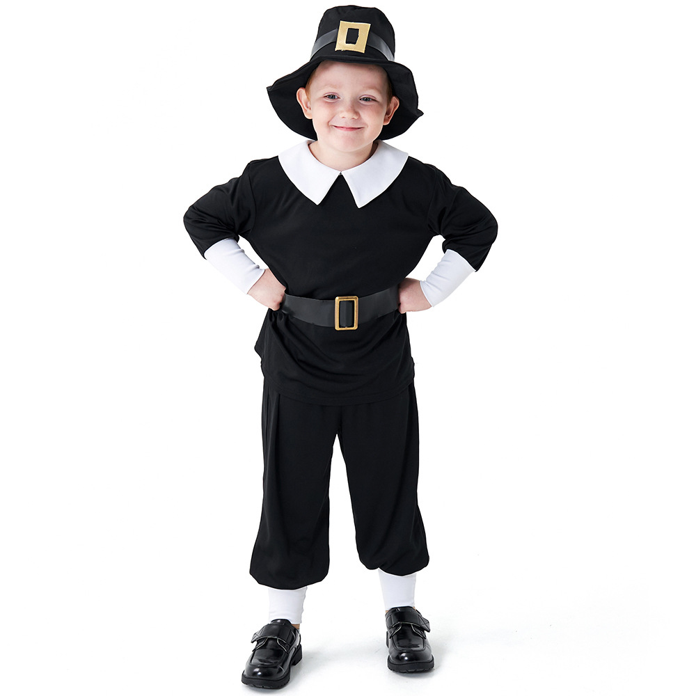 Boys' Thanksgiving Pioneer Costume, Children's Farmer Costume, Halloween Stage Party Cosplay Costume