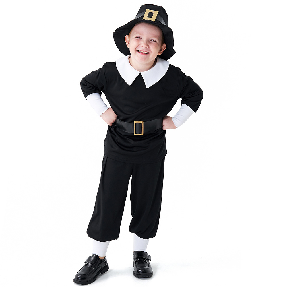 Boys' Thanksgiving Pioneer Costume, Children's Farmer Costume, Halloween Stage Party Cosplay Costume