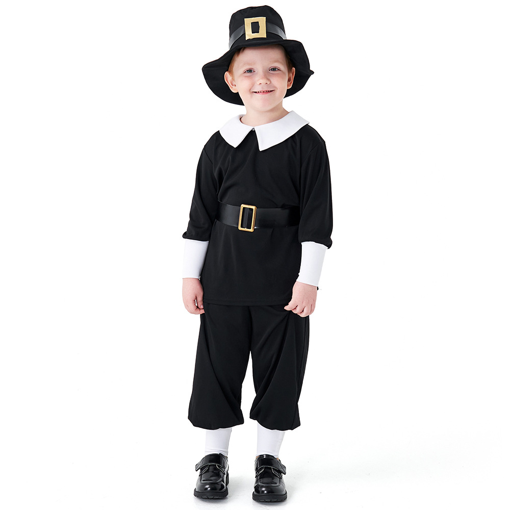 Boys' Thanksgiving Pioneer Costume, Children's Farmer Costume, Halloween Stage Party Cosplay Costume