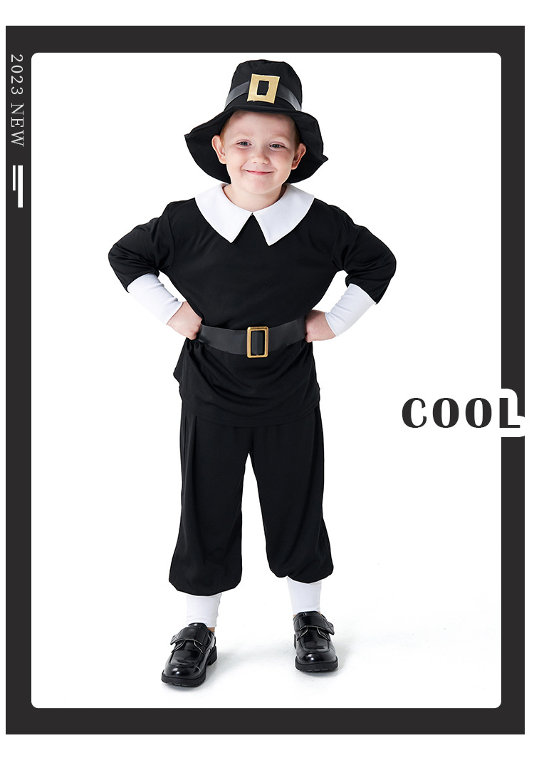 Boys' Thanksgiving Pioneer Costume, Children's Farmer Costume, Halloween Stage Party Cosplay Costume