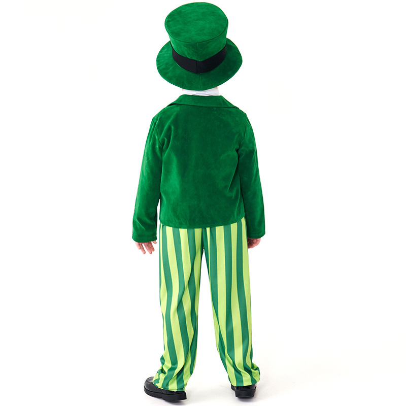 Halloween costume, Irish fairy party outfit, green four-leaf clover blazer dress style