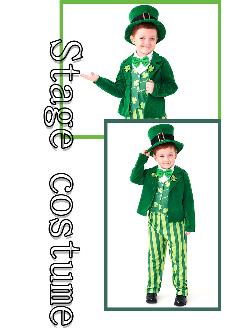 Halloween costume, Irish fairy party outfit, green four-leaf clover blazer dress style