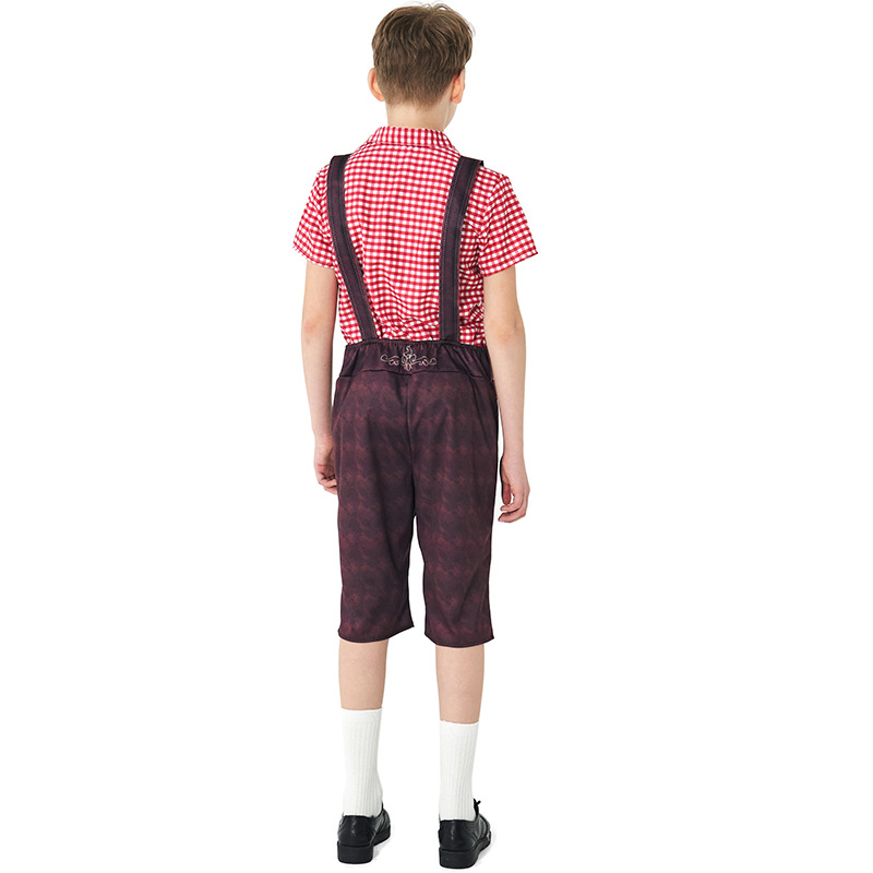 Halloween costume children's clothing children's plaid beer overalls boys' three-color beer costume