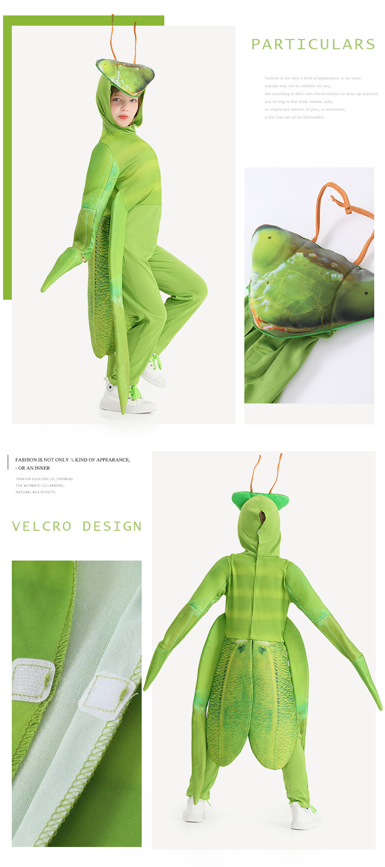 Funny Halloween animal cosplay performance for boys and girls, mantis cosplay costume
