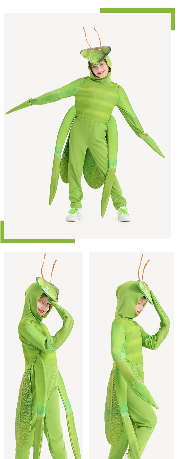 Funny Halloween animal cosplay performance for boys and girls, mantis cosplay costume