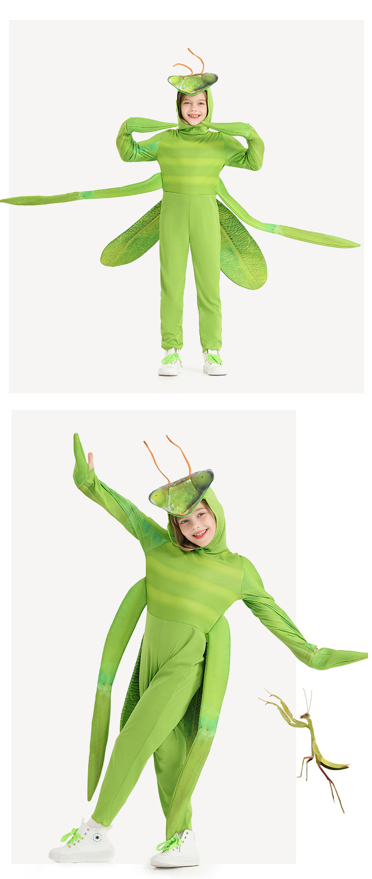 Funny Halloween animal cosplay performance for boys and girls, mantis cosplay costume