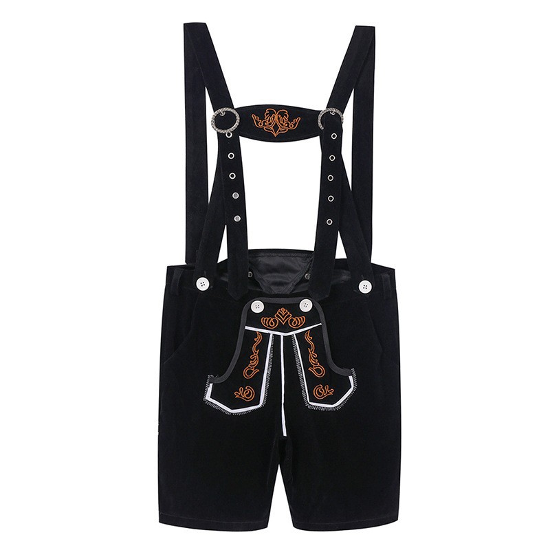 Oktoberfest Costumes for Adults, Men and Women, Brown and Black Overalls, Capri Pants