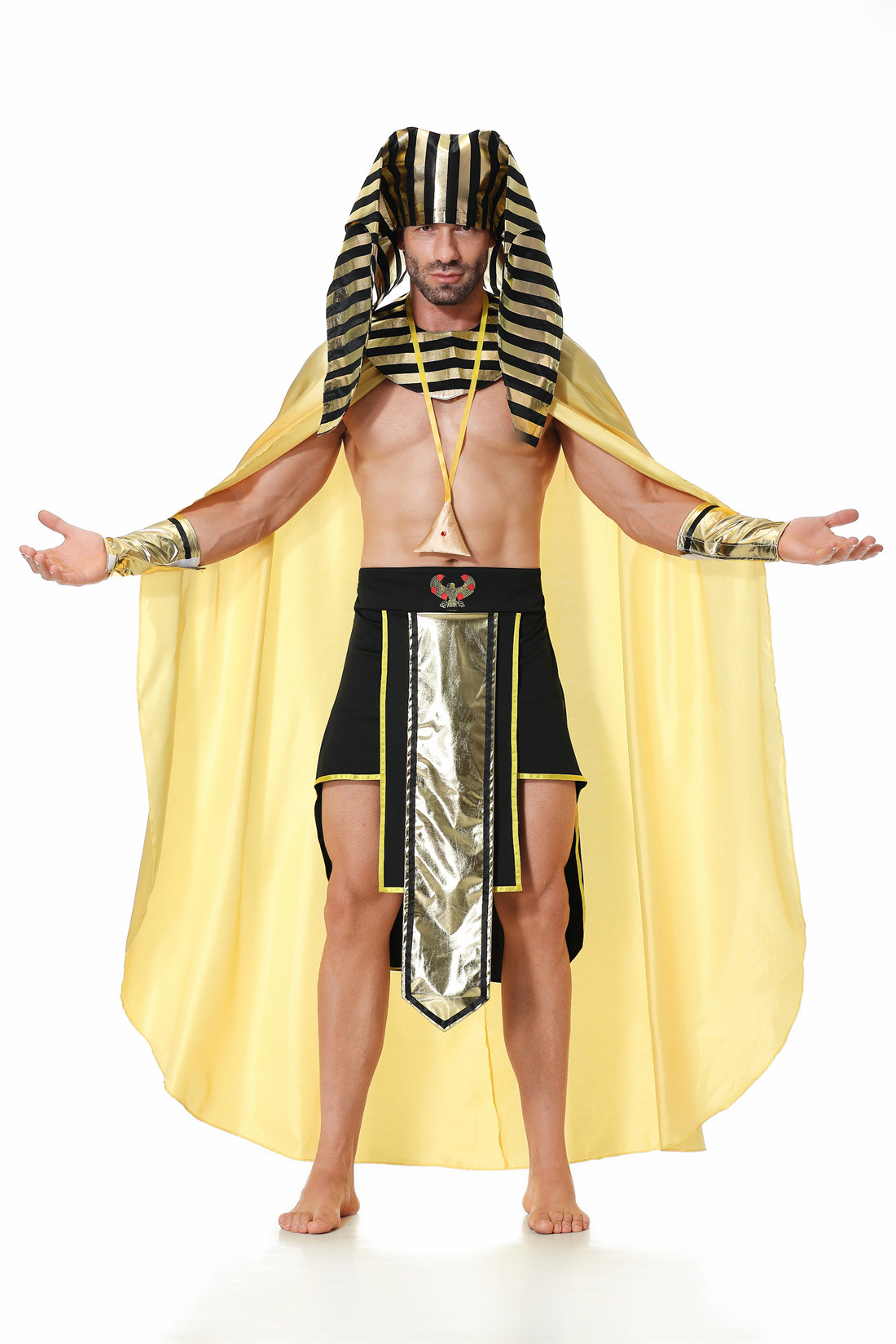 Halloween costumes, Egyptian Pharaoh, golden chieftain cosplay game costumes