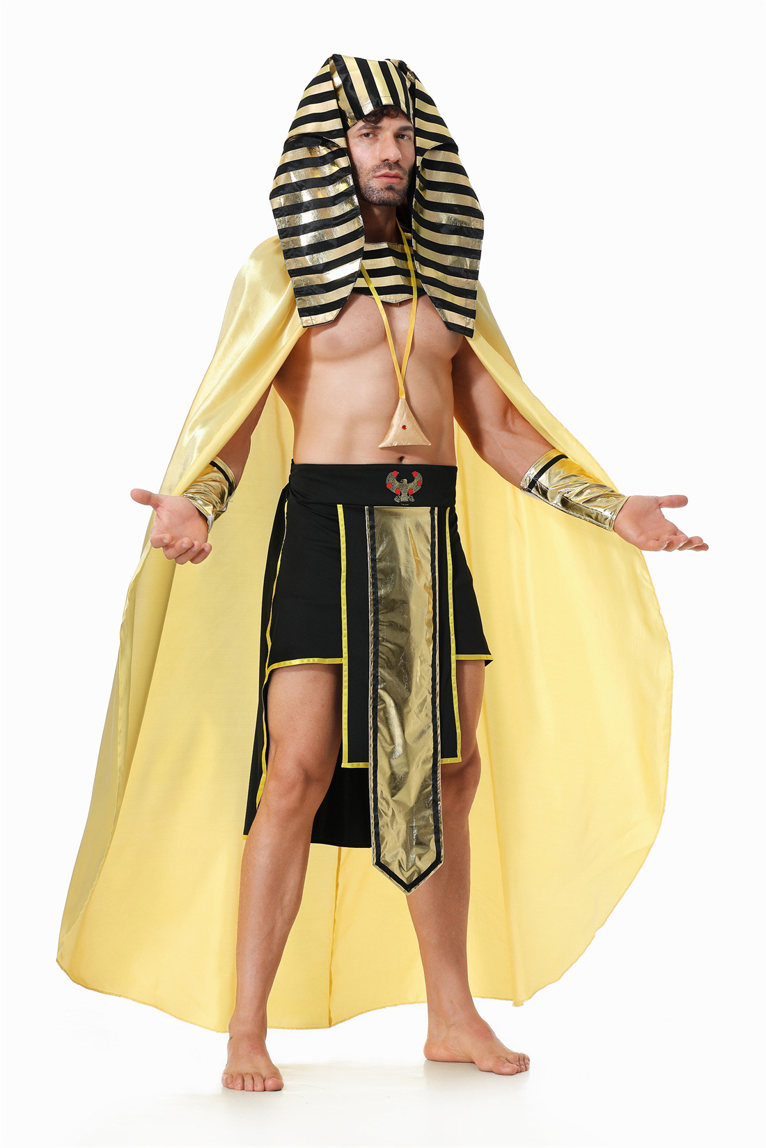 Halloween costumes, Egyptian Pharaoh, golden chieftain cosplay game costumes
