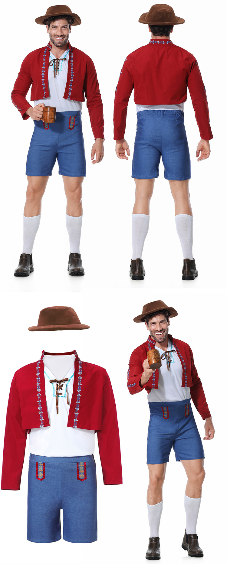 New German Beer Festival Costumes with Printed Spanish Bullfighter Cosplay Costumes