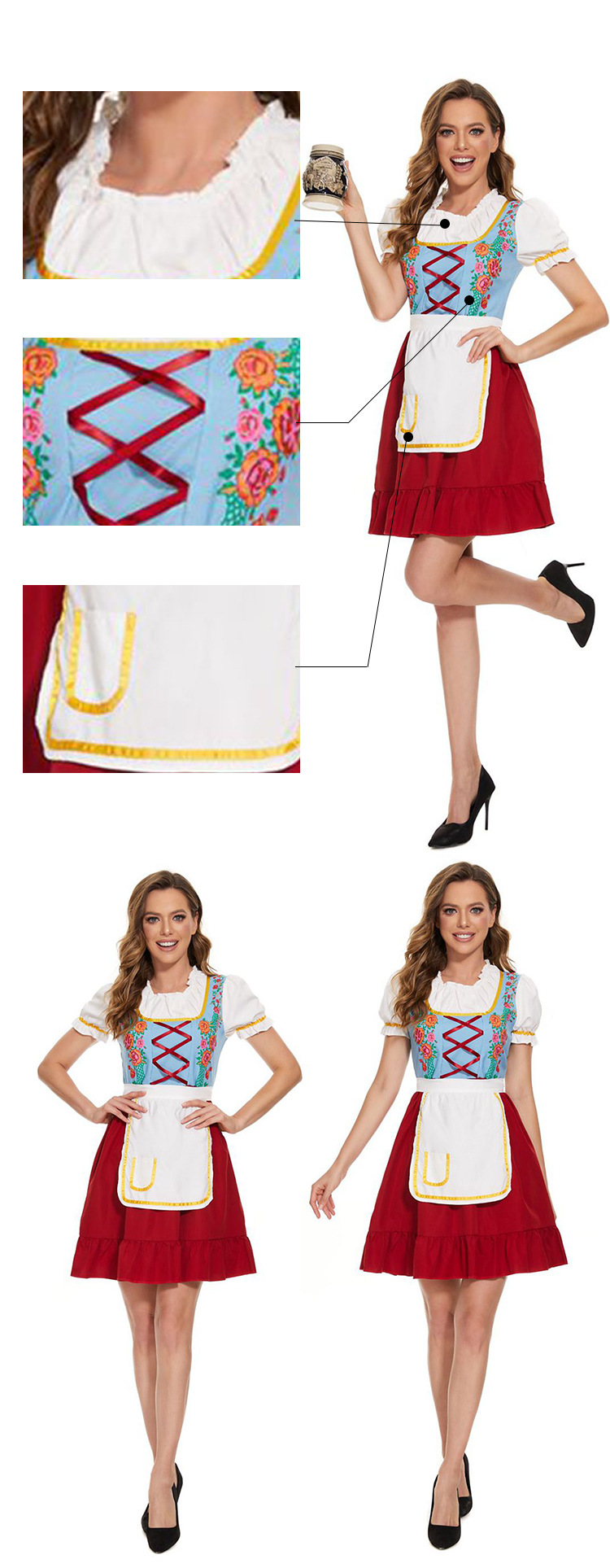 New German Beer Festival Costumes with Printed Spanish Bullfighter Cosplay Costumes