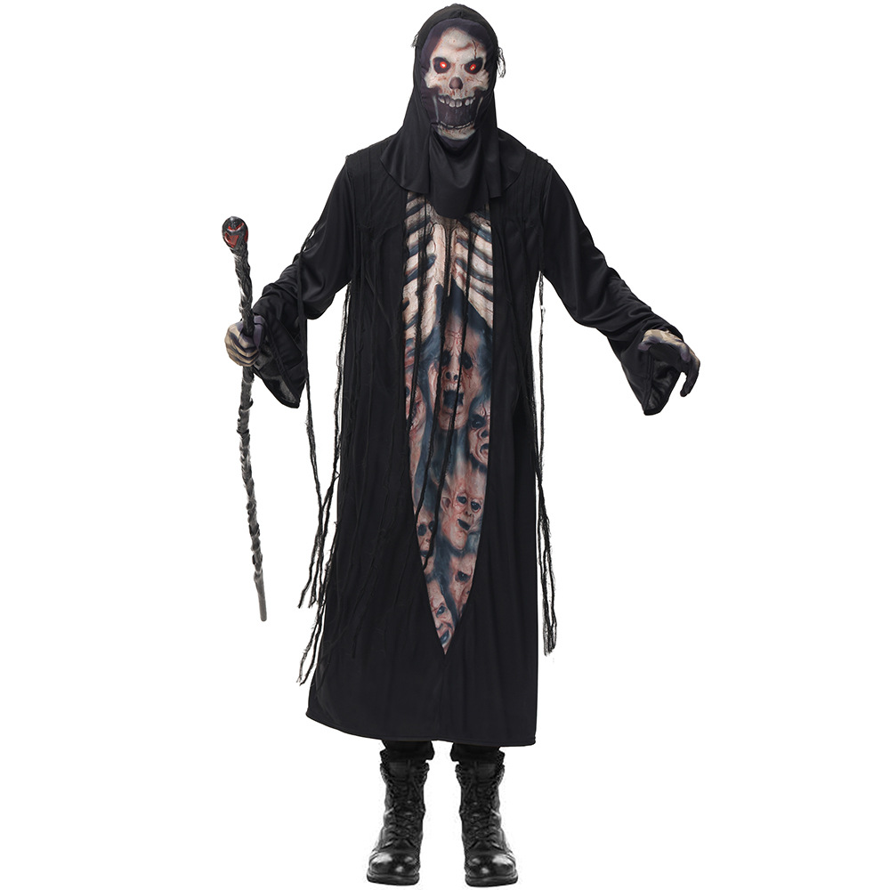 Halloween costume, skeleton robe, new cosplay adult male ghost role-playing costume