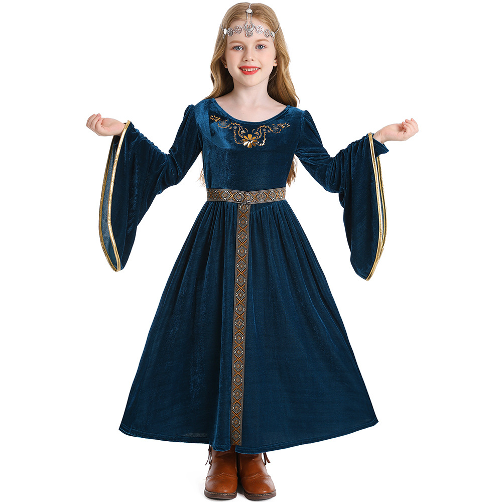 Halloween costume, retro court ball costume, bell sleeves, cosplay children's performance costume, European medieval costume