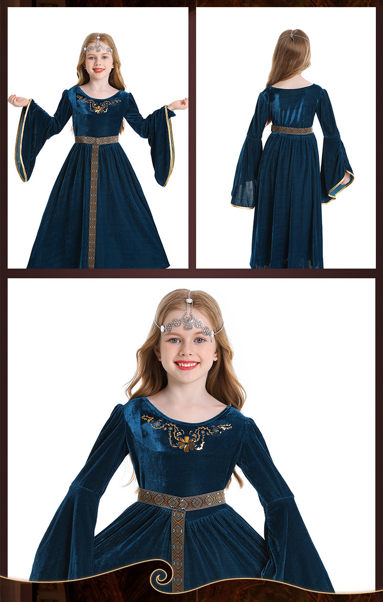 Halloween costume, retro court ball costume, bell sleeves, cosplay children's performance costume, European medieval costume