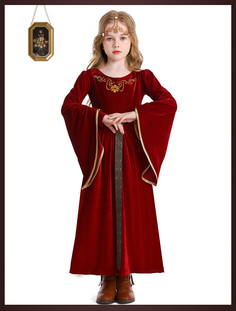 Halloween costume, retro court ball costume, bell sleeves, cosplay children's performance costume, European medieval costume