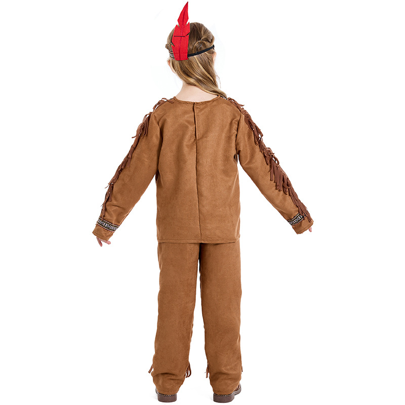 Halloween costumes for boys, stage performances, indigenous children's costumes, and costumes for male Native American chiefs.