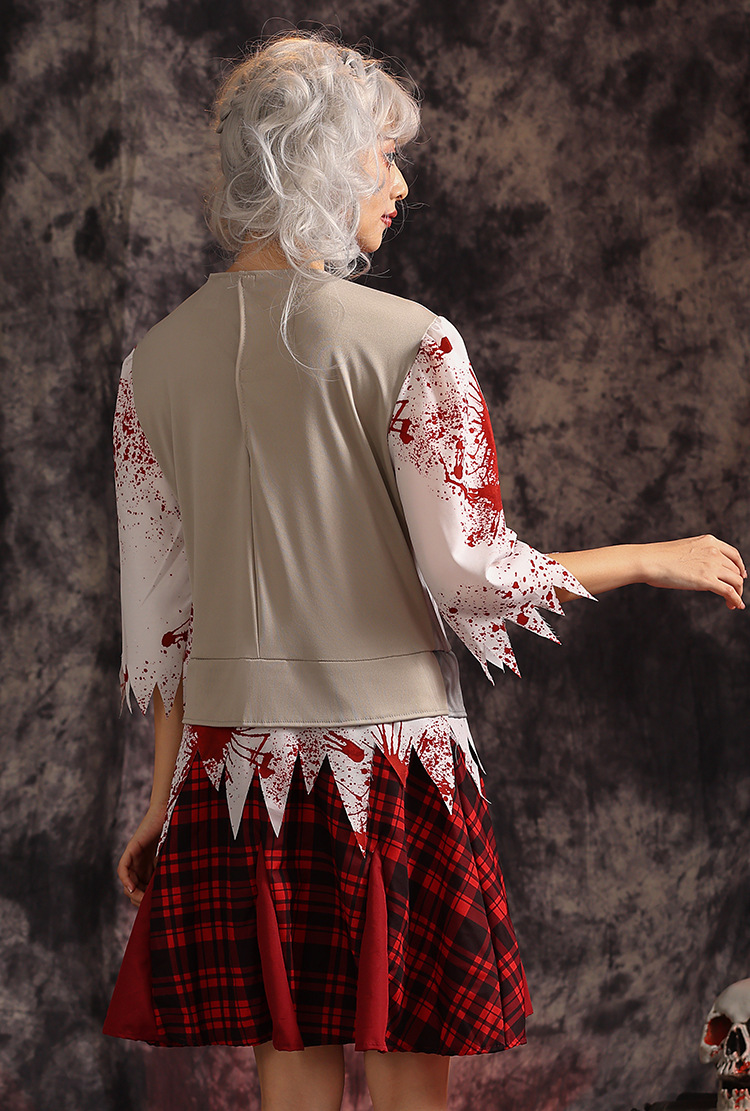 Dark zombie school dress, parent-child bloodstained torn cosplay costume, haunted house stage horror theme performance costume