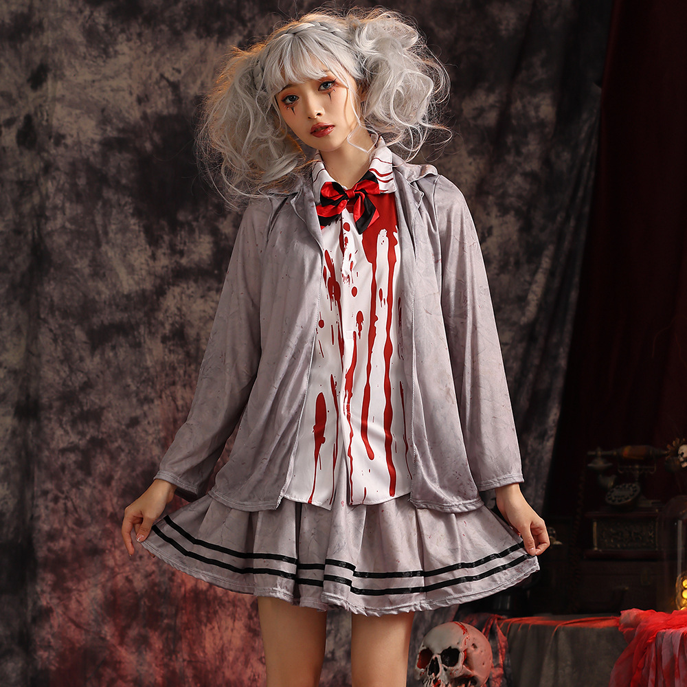 Halloween costumes, ghost festival, zombie academy, gray student, vampire cosplay, zombie girl clothes