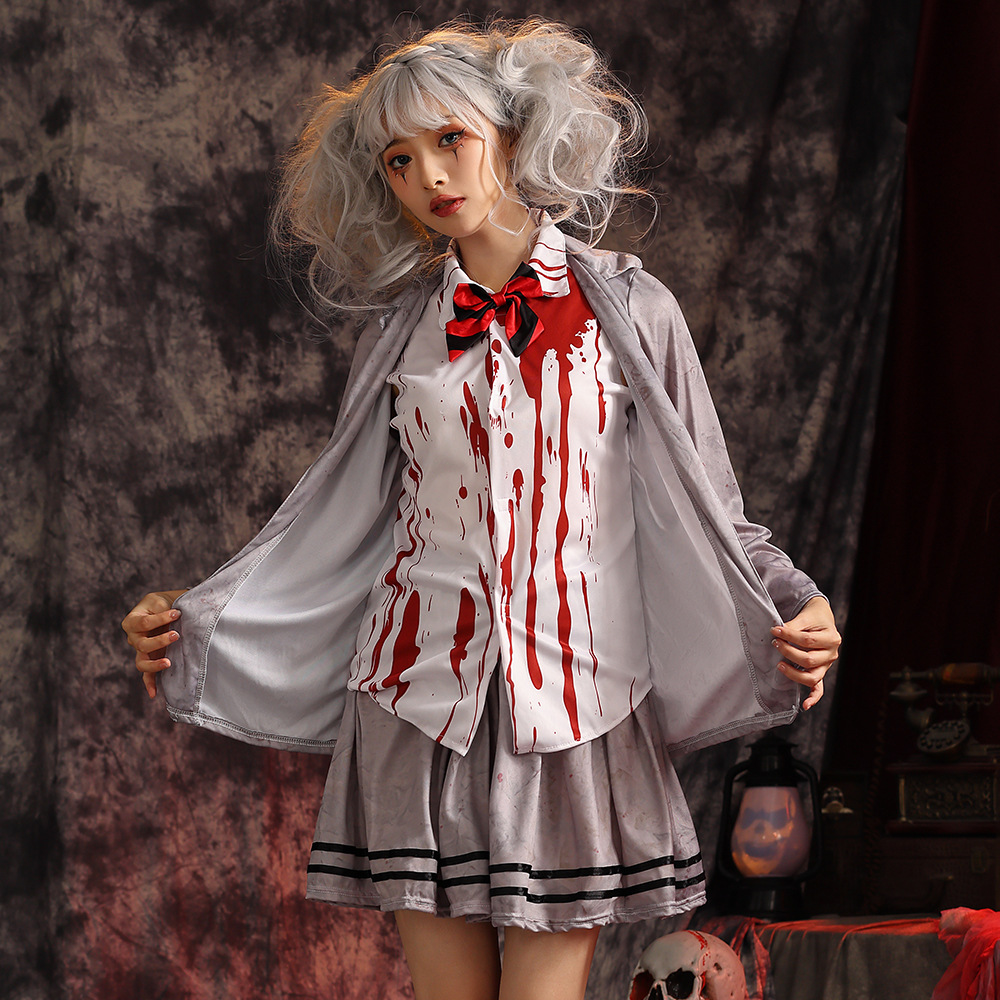 Halloween costumes, ghost festival, zombie academy, gray student, vampire cosplay, zombie girl clothes