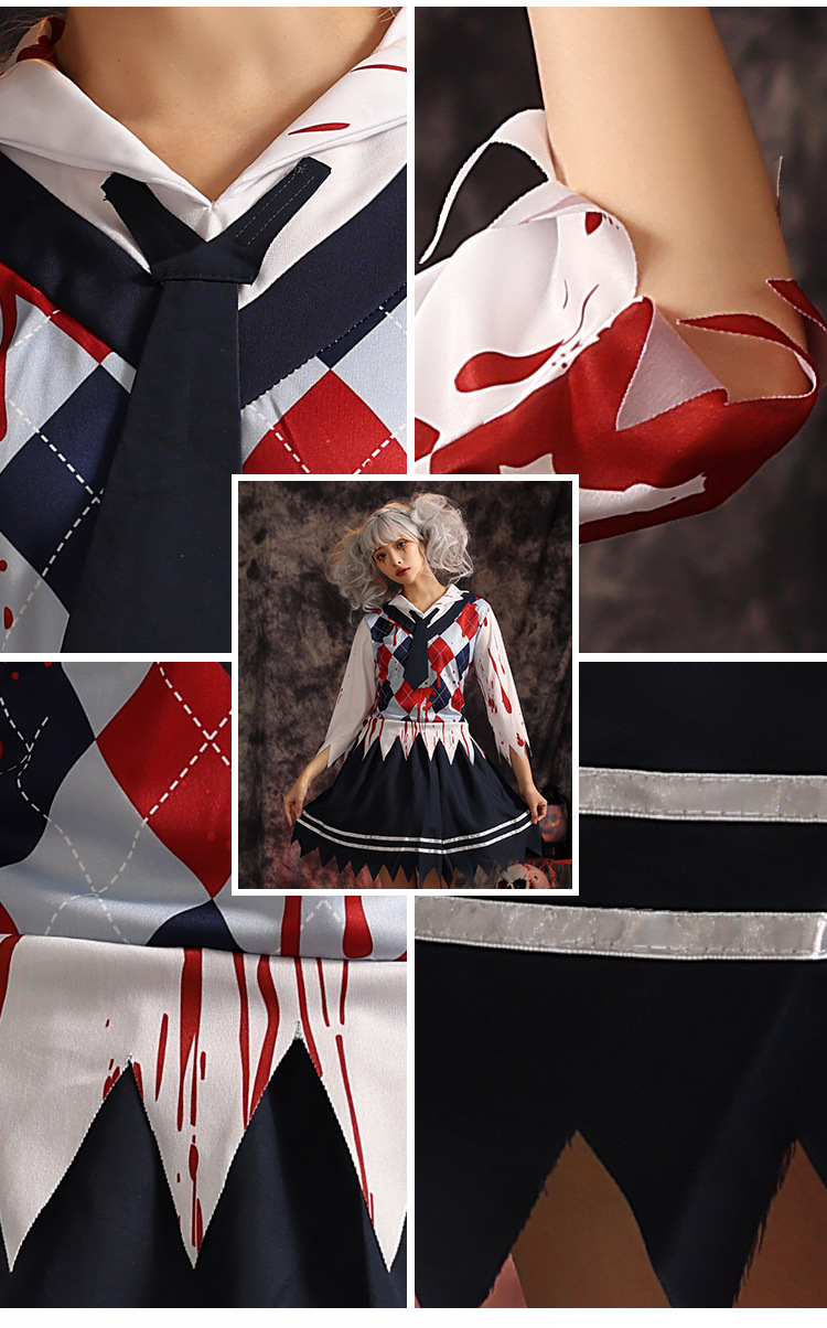 Halloween children's costumes, new Japanese bloodstained school uniform set, cosplay outfit for female students.