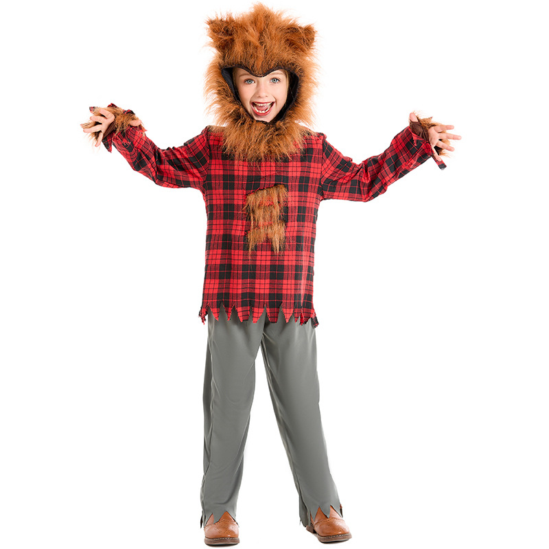 Halloween children's costumes, werewolf and animal costumes, boys' performance costumes, girls' cosplay of the Big Bad Wolf and Little Red Riding Hood