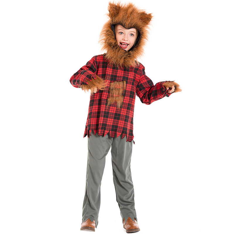 Halloween children's costumes, werewolf and animal costumes, boys' performance costumes, girls' cosplay of the Big Bad Wolf and Little Red Riding Hood