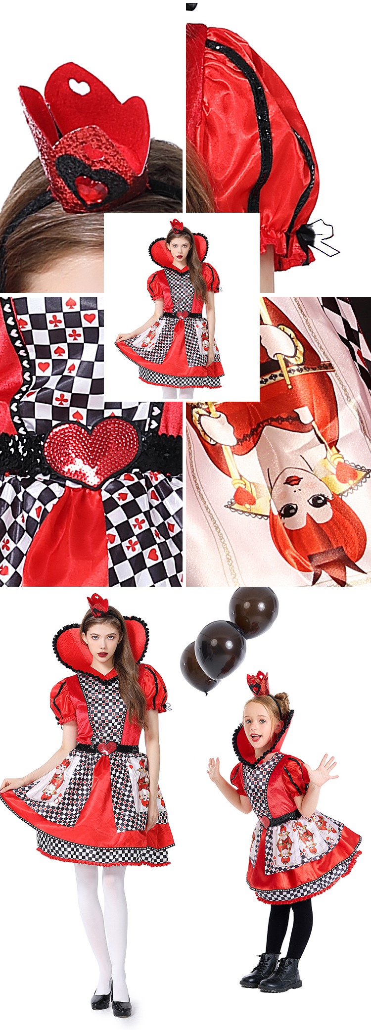 New Halloween costume: Queen of Hearts cosplay Alice in Wonderland poker tutu skirt