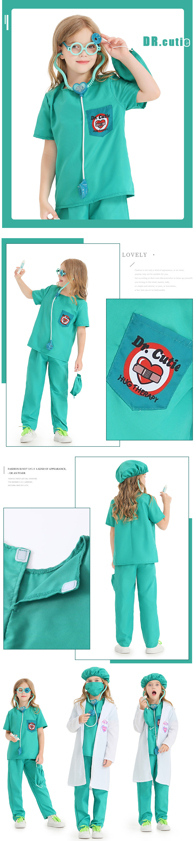 Medical doctor cosplay costume, hugging therapy work clothes, children's operating room, pretend play costume