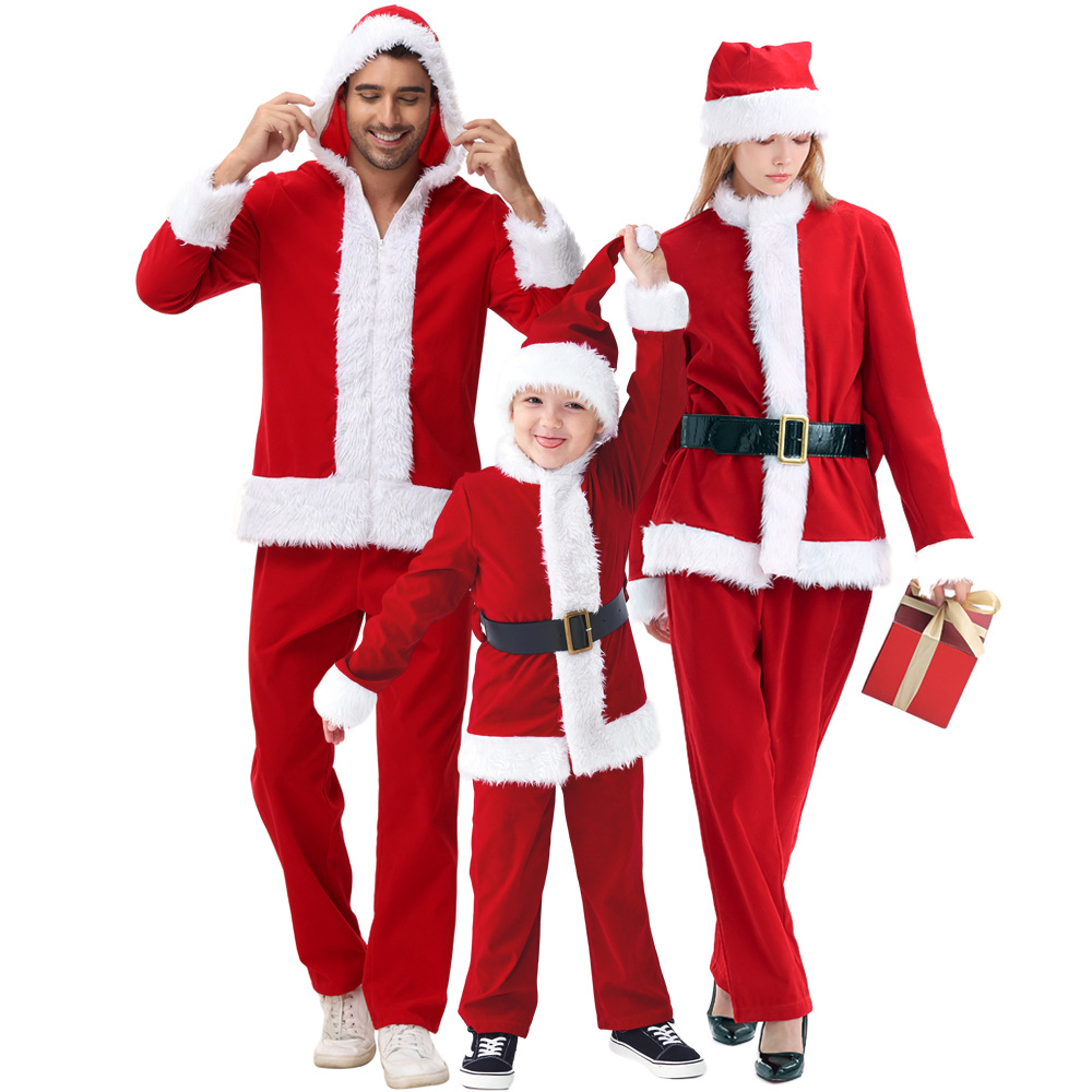 New Christmas costumes for adults and children, Santa Claus party costumes, stage costumes, role-playing outfits.