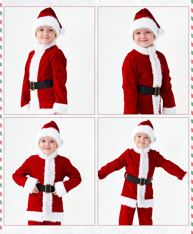 New Christmas costumes for adults and children, Santa Claus party costumes, stage costumes, role-playing outfits.