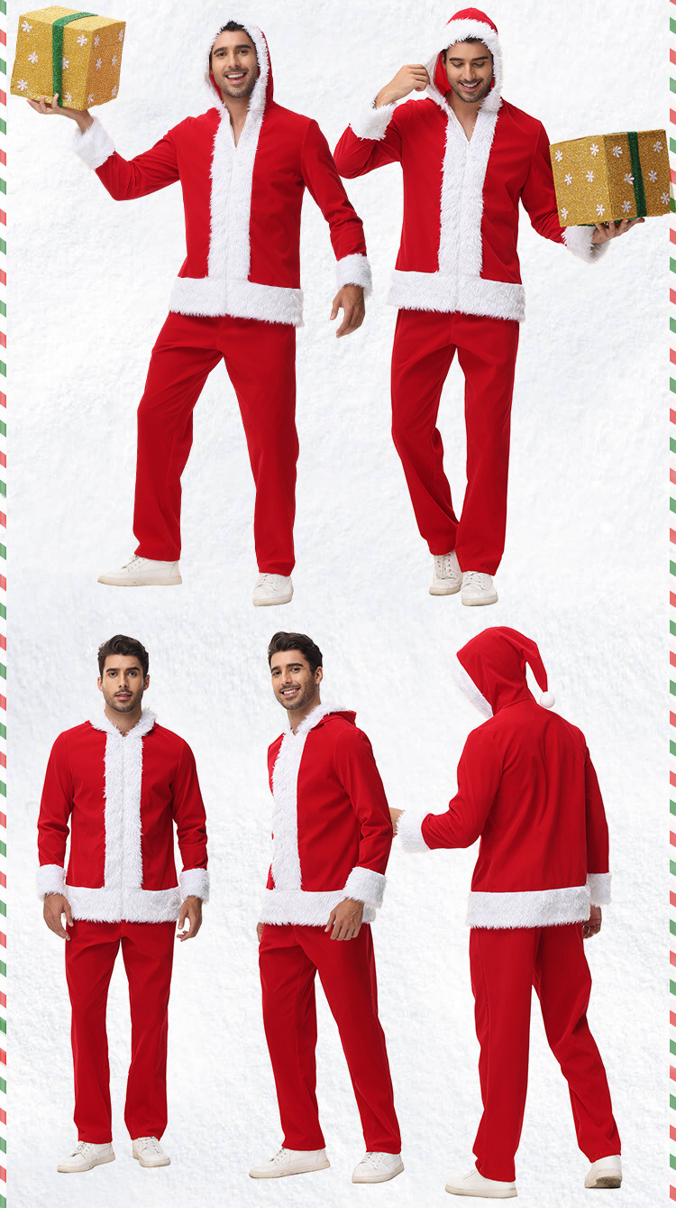 New Christmas costumes for adults and children, Santa Claus party costumes, stage costumes, role-playing outfits.