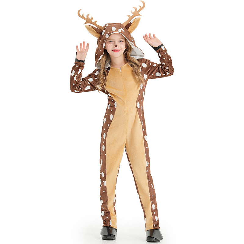 Christmas costume cosplay cute sika deer animal costume khaki spotted deer stage performance clothes