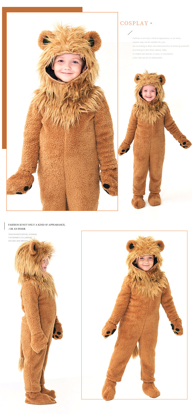 Halloween costume cosplay cute little lion animal fur costume Children's Day stage play performance costume