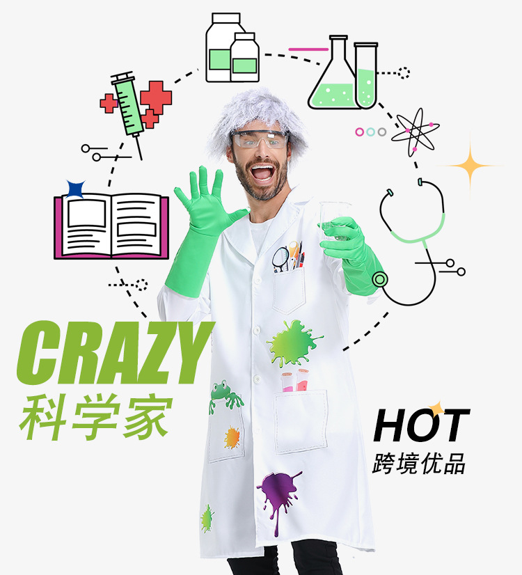 Halloween costumes: Mad scientist, animal researcher, Frankenstein's monster cosplay