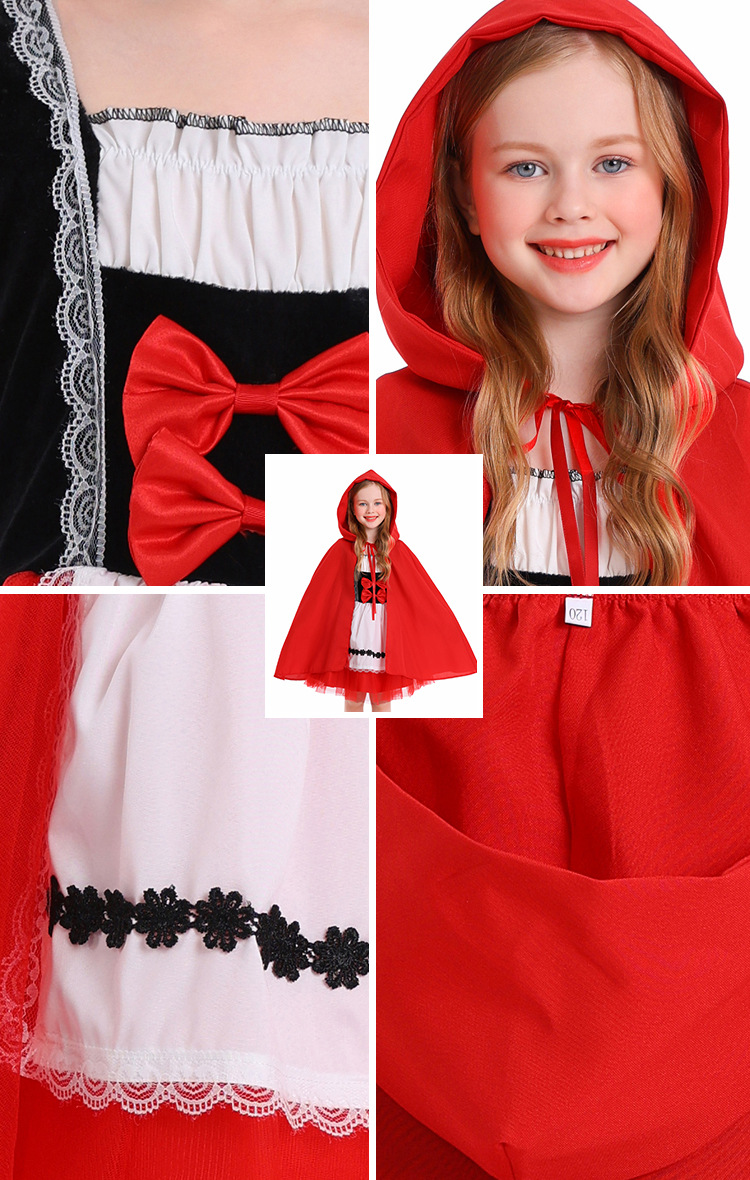 Halloween costumes for girls, new Little Red Riding Hood performance costumes for Halloween masquerade parties.
