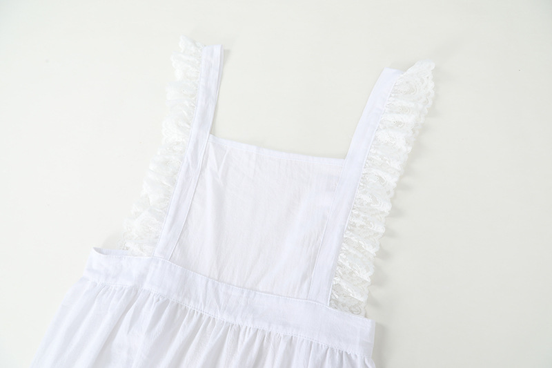French pastoral style, artistic cotton and linen retro apron with headscarf, florist lace solid color ruffled maid apron