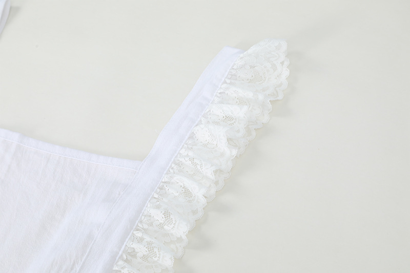 French pastoral style, artistic cotton and linen retro apron with headscarf, florist lace solid color ruffled maid apron